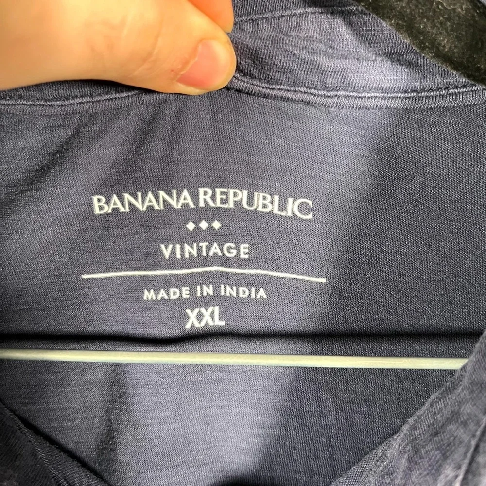 Vintage Banana Republic Polo Shirt Mens 2XL‎ Blue Side Slit Cotton Golf Tennis
